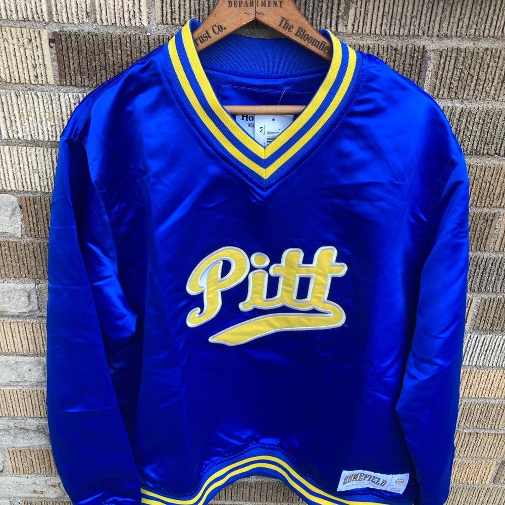 Homefield Pitt Panthers Satin V-Neck Pullover Windbreaker Royal Blue Mens Medium